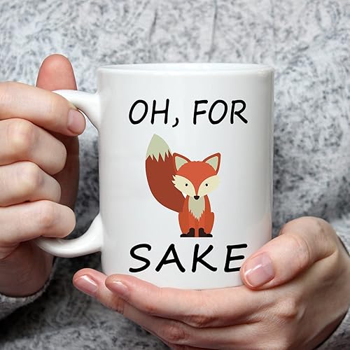 Miniatura 2 de Taza de café divertida con texto en inglés "Oh, For Fox Sake" para mujeres, jefe, amiga, empleada, zorro, tazas únicas y lindas de zorro, regalos de
