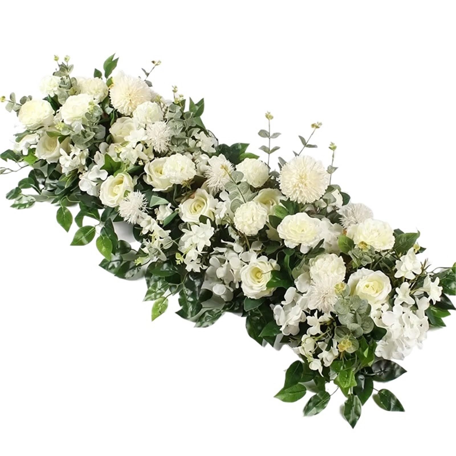 Dcrxz Artificial Flowers 100cm Artificial White Rose Flower Garland Wedding Floral Arrangement Eucalyptus Greenery For Party Home Decor(100cm White)