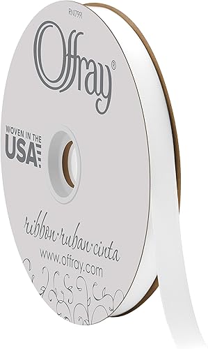 Miniatura 1 de Offray Cinta doble faz de satén, carrete de 78 pulgadas de ancho x 20 yardas, color blanco envejecido