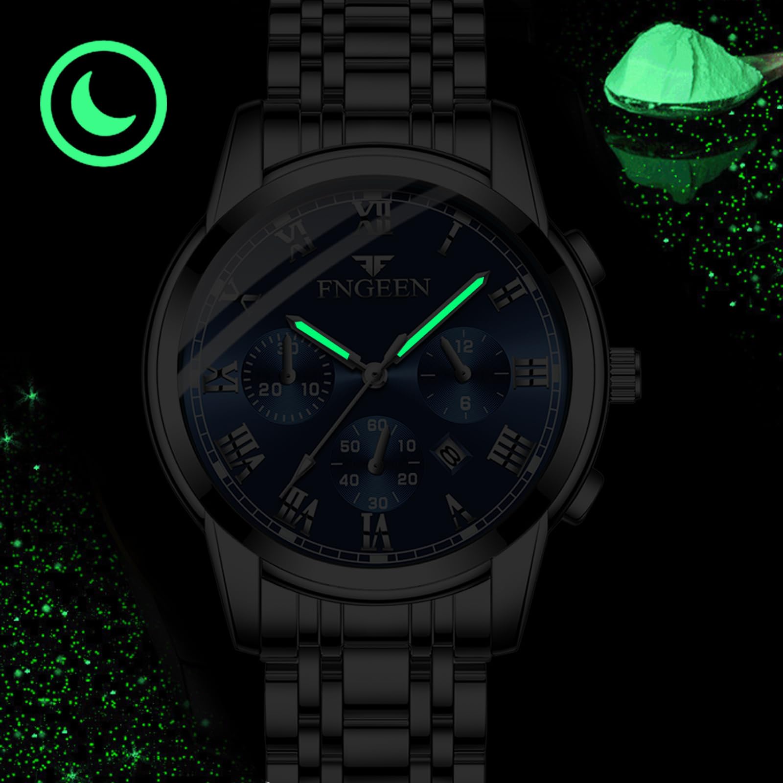 OIDEA Orologi Analogici Rotondo Coppie: Orologio al Quarzo Impermeabile per Uomo e Donna Cinturino in Acciaio Inox Rimovibile Calendario Luminoso - per Tempo Libero Business Regali