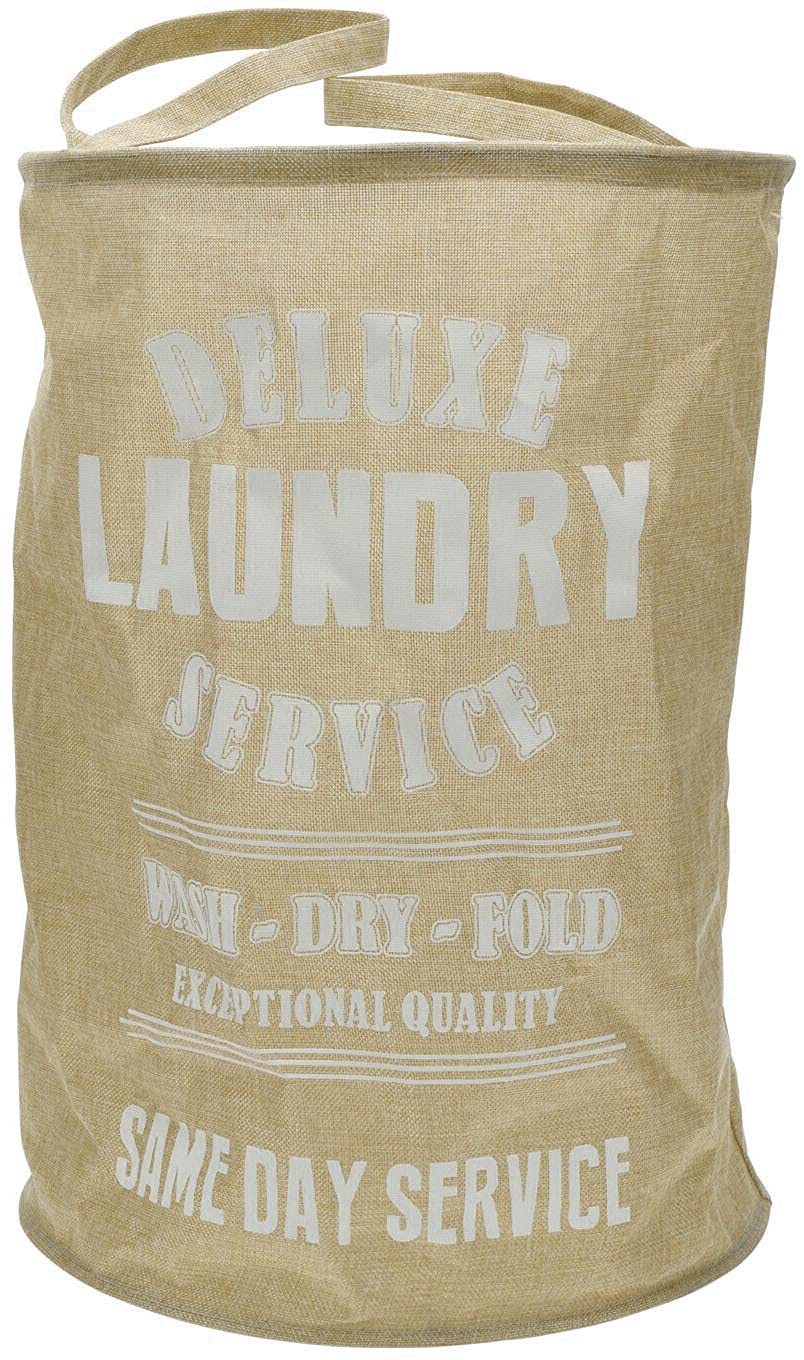 Freestanding Laundry Basket with Handles Large Collapsible Clothes Storage Bag Bin (Cream)
