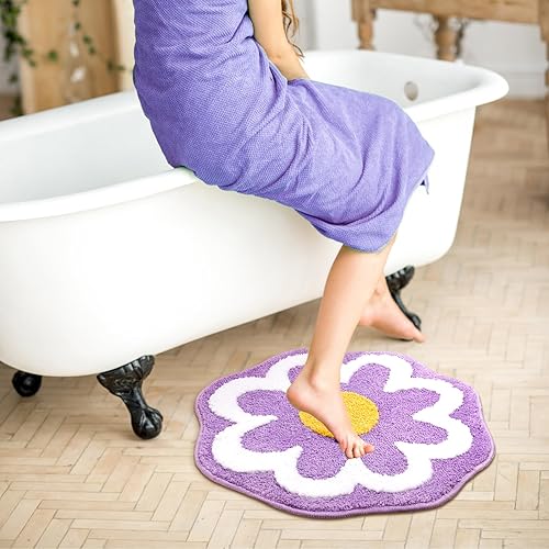 Miniatura 4 de TRUEDAYS Alfombras de Baño Linda Alfombra de Baño para Mujeres Pequeña Alfombra de Baño Absorbente de Agua Antideslizante Alfombra de Baño Púrpura