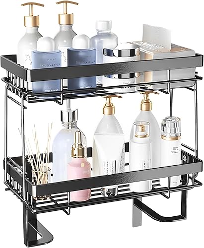 Holyfire Estante de almacenamiento sobre el inodoro, organizador de baño sobre el inodoro, 2 niveles sobre el inodoro, sin taladrar con diseño de