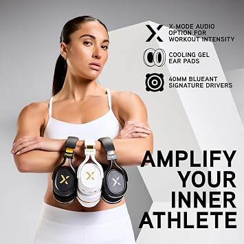 BlueAnt Pump X Wireless Over-Ear Headphones, Bluetooth, Powerful Bass, Active Noise Cancelling & Transparency Mode, Interchangeable Ear Cups, All-Day Comfort for Gym and Training, Black/Gold