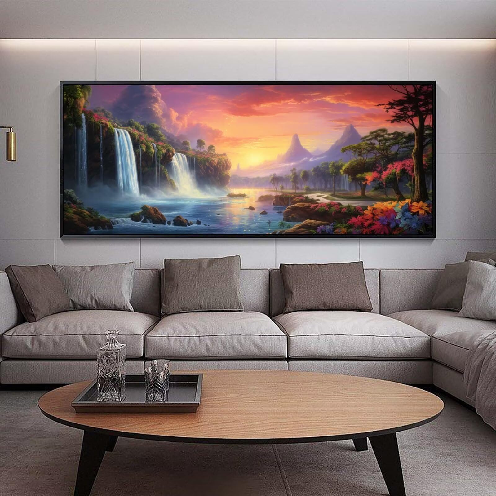 Diamond Painting Groß xxl 150 x 60 cm Wasserfall Diamant Painting Bilder Erwachsene Malen nach Zahlen Landschaft DIY Voll Round diamond painting zubehör Set，Wohnzimmer und Schlafzimmer WanddekoE71