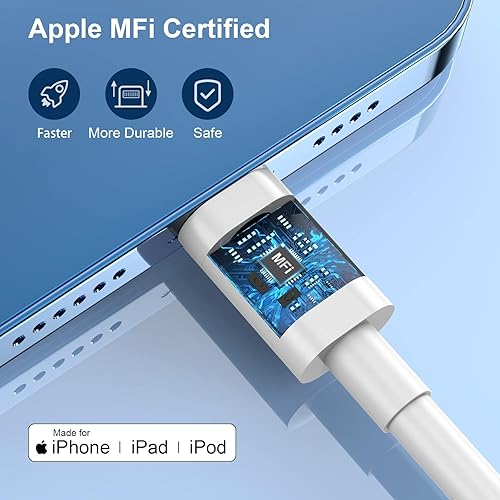 Miniatura 4 de Cargador para iPhone de carga rápida, cargador de pared USB C de 20 W PD, paquete de 4 con cable de carga rápida de 1.8 m - Cargador rápido para
