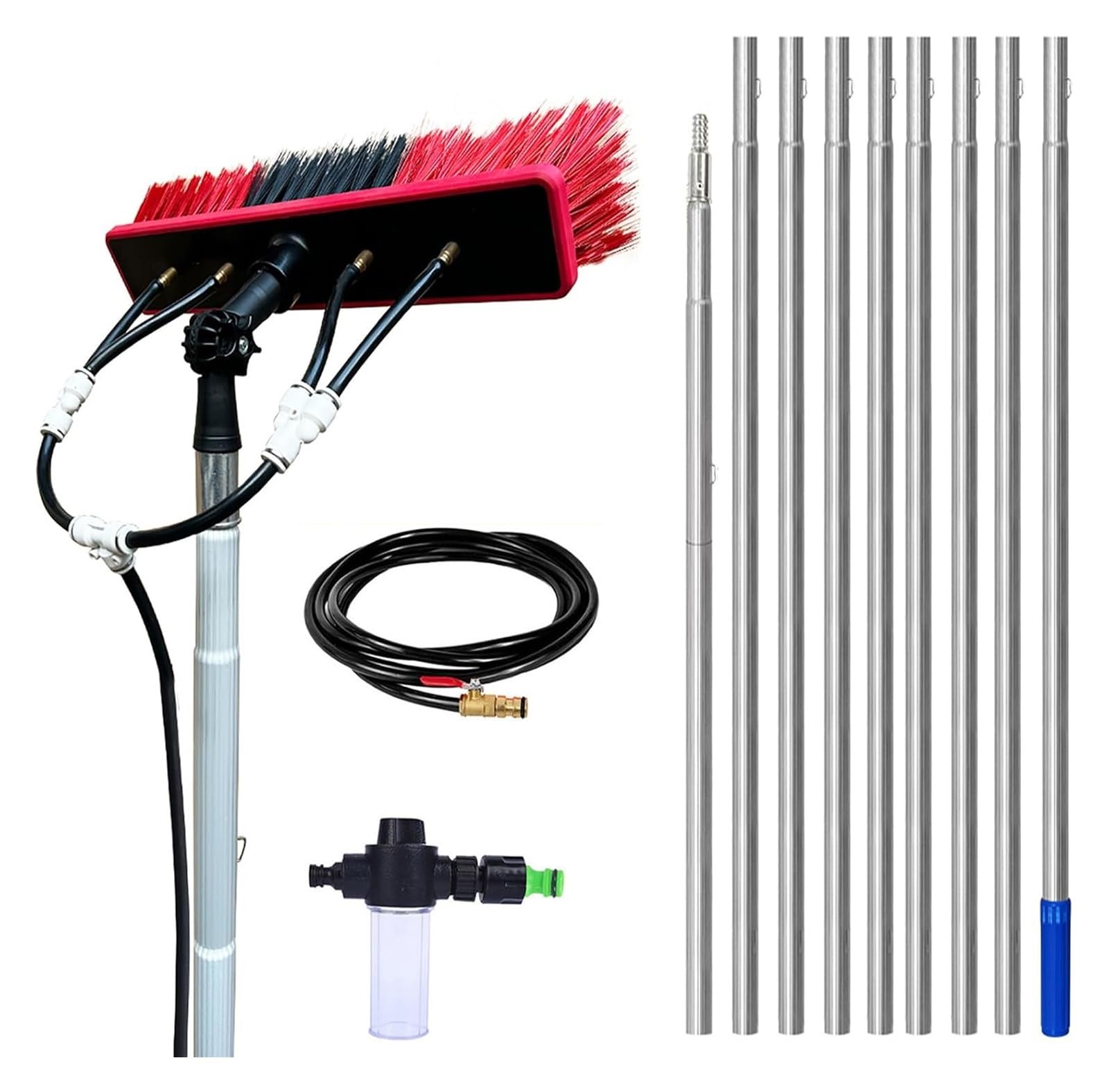 Telescopic Cleaning Brush Extendable Water-Fed Pole Adjustable Angle(55cm Brush,5.5m)