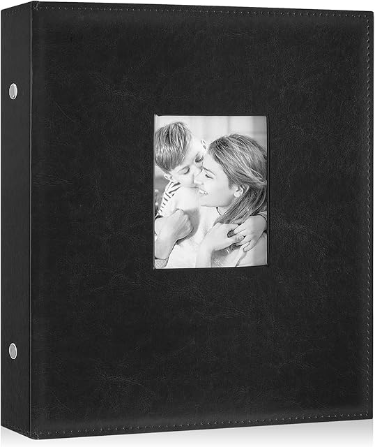 Benjia Photo Album 6x4 Slip in, Leather 400 Pockets Photo Albums Holds Portrait Only 10x15cm Picture Black