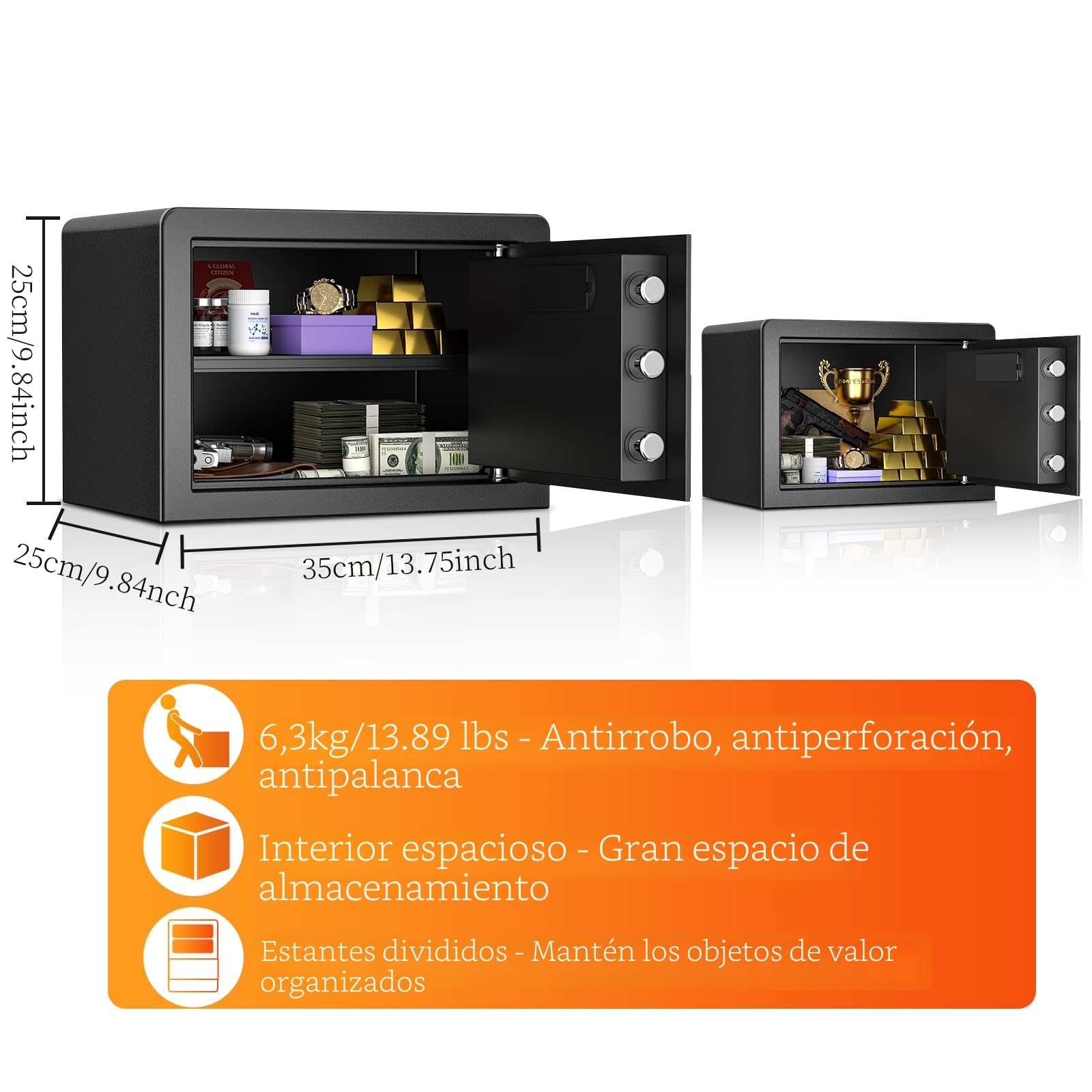 WASJOYE 25L Caja Fuerte Electrónica con Teclado Digital para Hogar Oficina
