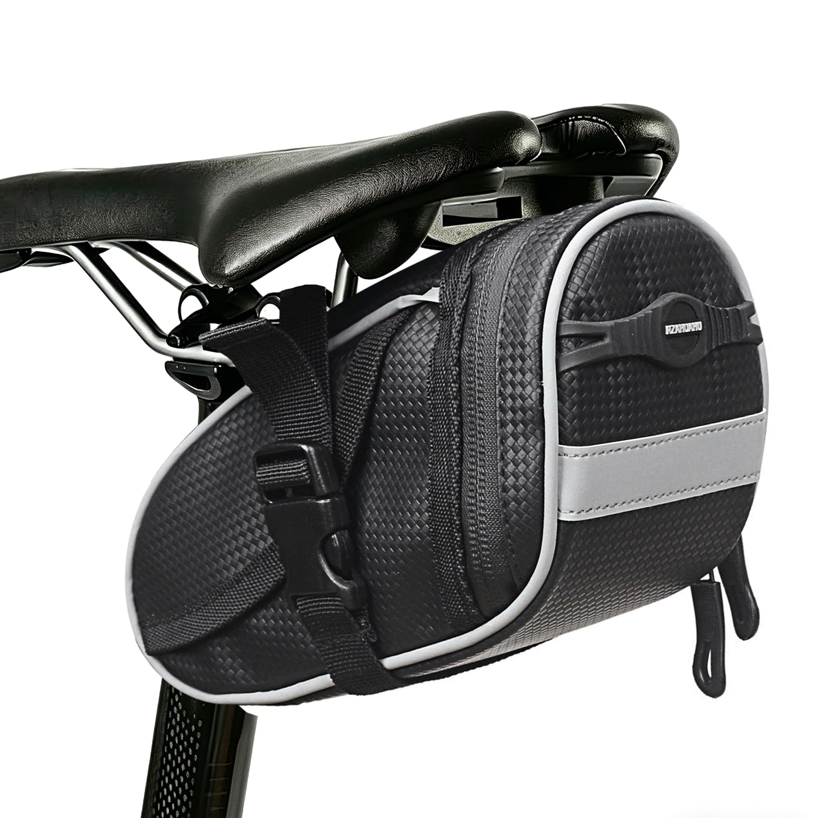 Outplea Bike Saddle Bag, Under Seat Bag for Bicycle, Compact Bike Seat Bag with Reflective Strip, Cycling Seat Pack Under Seat Pouch with Adjustable Straps for MTB Road Folding Bike 1.5L