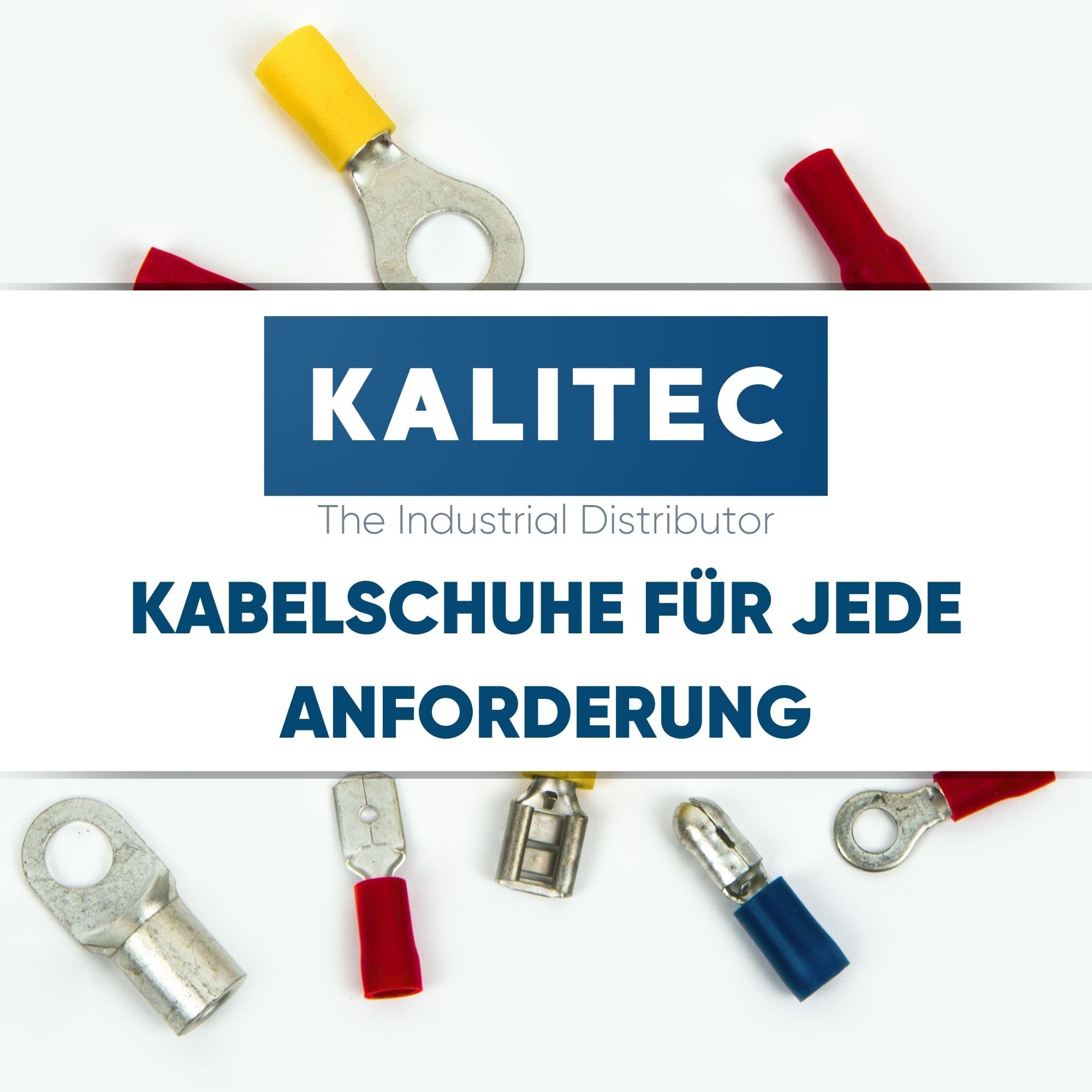 Kalitec Lot de 10 Cosses Plates Bleues 4,8 x 0,8 mm, Connecteur de Câble | Section 1,5-2,5 mm², AWG 16-14, Entièrement Isolé, Laiton avec Manchon en Cuivre, pour Voiture et Armoire Électrique