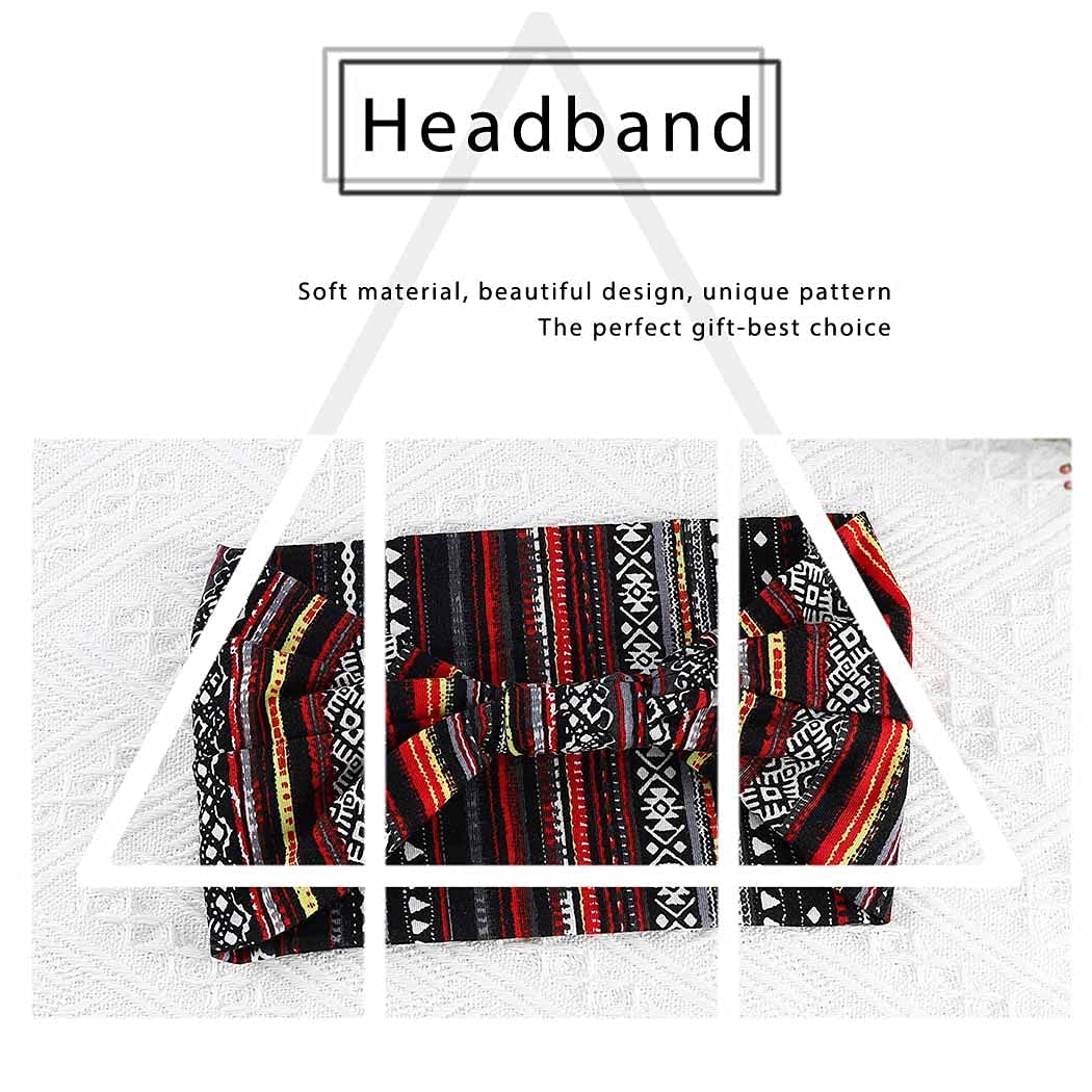 Fashband Set di 3 fasce per capelli in stile bohémien, con fiori rossi, per donne e ragazze
