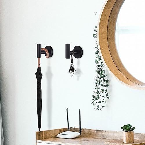 Miniatura 5 de Ganchos negros para toallas, batas, abrigos, ganchos de pared negro mate, resistente de acero inoxidable 304, gancho para toallas, gancho para ropa