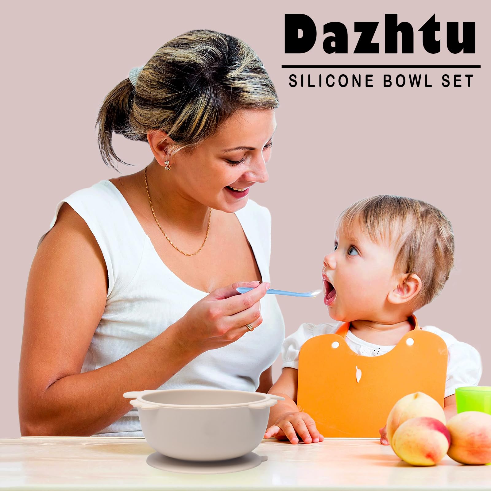 Set di 3 Ciotole per Bambini con Ventosa, Ciotola con ventosa per bambini, set pappa svezzamento Senza BPA, Antiscivolo Ciotola per Alimenti in Silicone per Neonati, Bambini Piccoli e Infanti