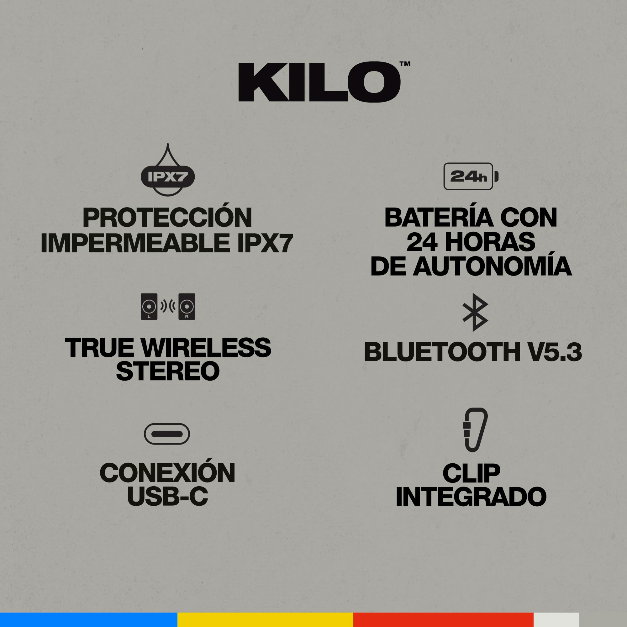 Skullcandy Kilo Cassa Wireless Bluetooth Portatile, Impermeabilità IPX7, 24 Ore di Autonomia, Stereo True Wireless con Cinghia Integrata per Viaggi e Uso all’Aperto - Bone/Orange
