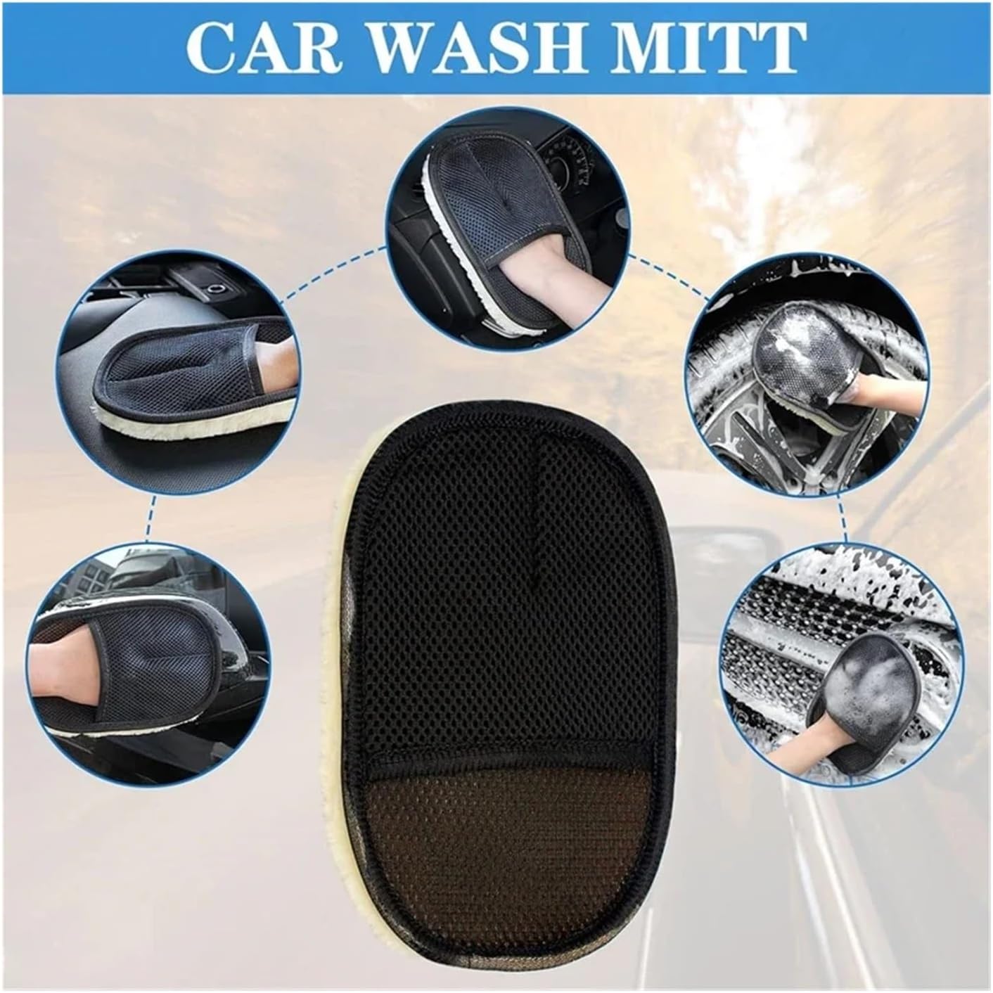 Compatible for Car Cleaning Sponge Glove Polishing Washing Mitt Gloves Microfibre Wash(5PCS Black)