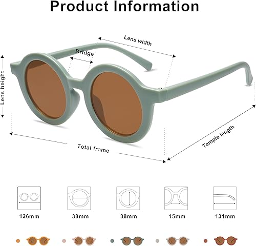 Miniatura 3 de SOJOS - Lentes de sol redondos polarizados para niños y niñas, protección ultravioleta 400 (UV400), lentes de sol para las vacaciones en la playa