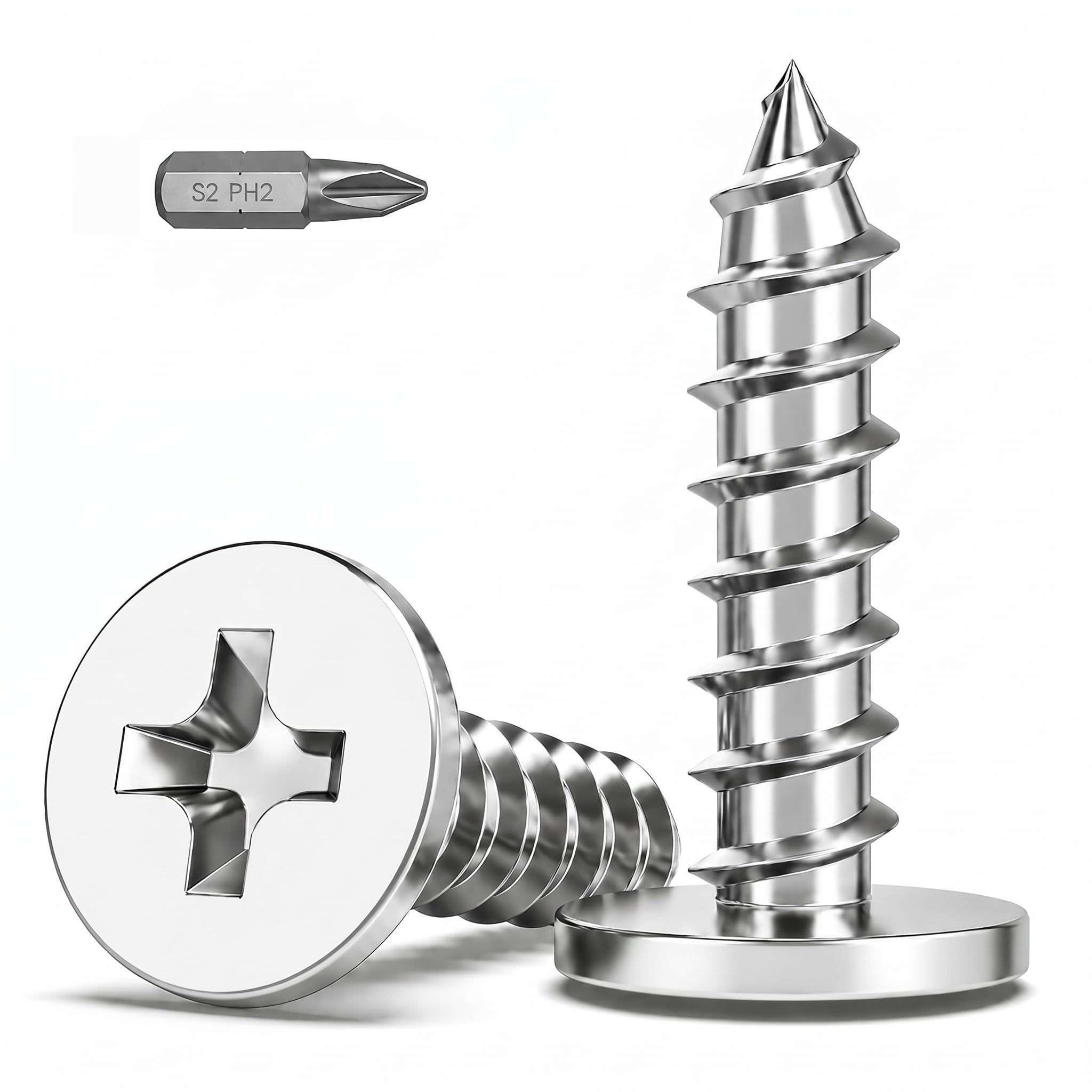 50Pcs Self Tapping Screws, M4 x 40mm Phillips Flat Head Wood Screws