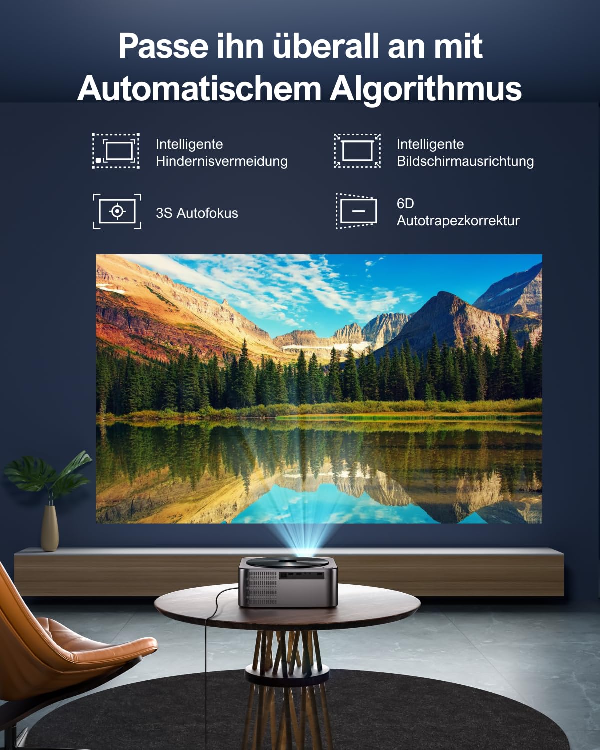 ULTIMEA Beamer WiFi Bluetooth Auto Fokus/Keystone, 700ANSI 21000 Lux, Overheadprojektor 4K, unterstützt Full HD 1080P, Nativ, Heimkino, tragbarer Projektor für iOS Android Phone/TV Stick/Switch