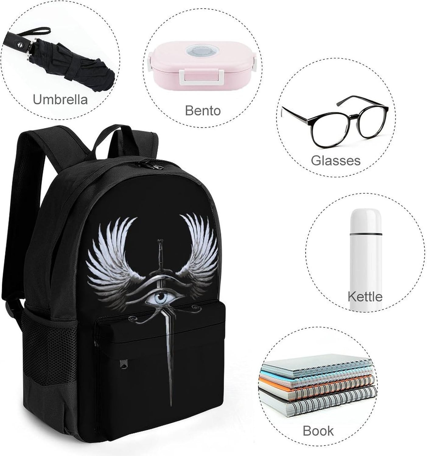 Winged Eye Of Horus Sword Backpack Lightweight Backpacks Work Bag