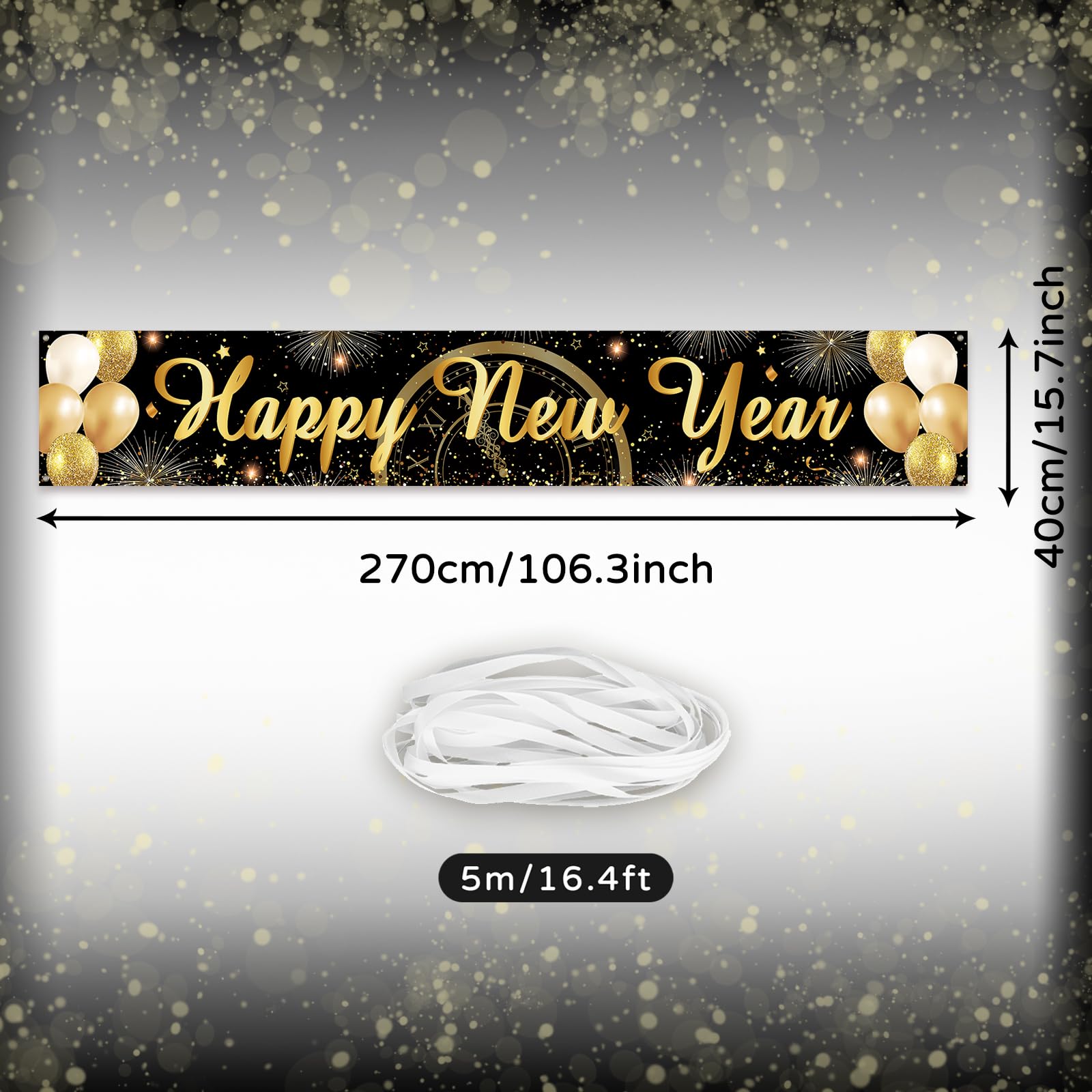Koliphy 2026 Happy New Year Banner, New Year's Eve Party Decoration - Image 2