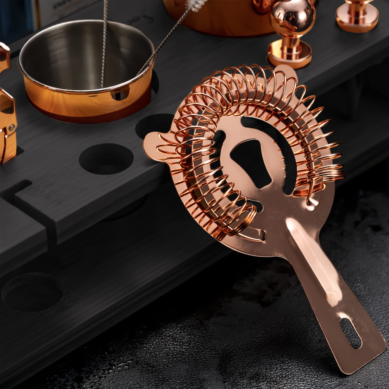 Kit de barman de 24 piezas con soporte, kit de coctelería perfecto para mezclar bebidas, herramientas de barra de acero inoxidable con todos los accesorios necesarios, recetas