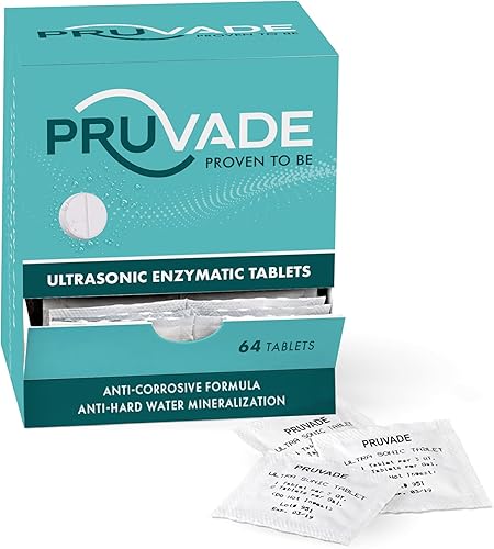 Tabletas de limpieza ultrasónica (64 por caja) tableta bio-enzmática dental | Para instrumentos dentales, retenedores y limpiador de dentaduras