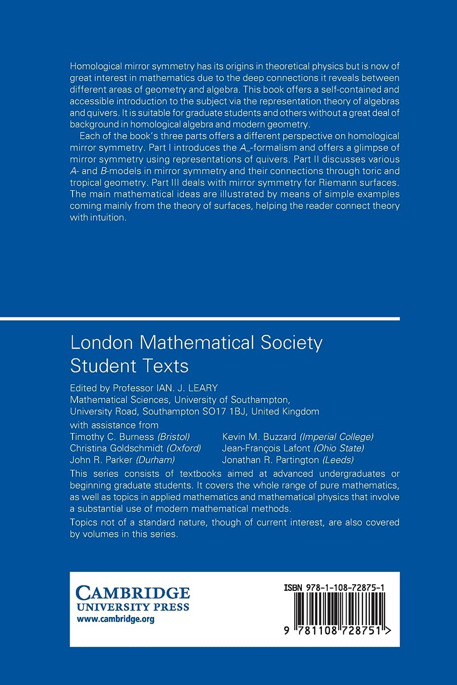 A Gentle Introduction to Homological Mirror Symmetry (London Mathematical Society Student Texts, 99)