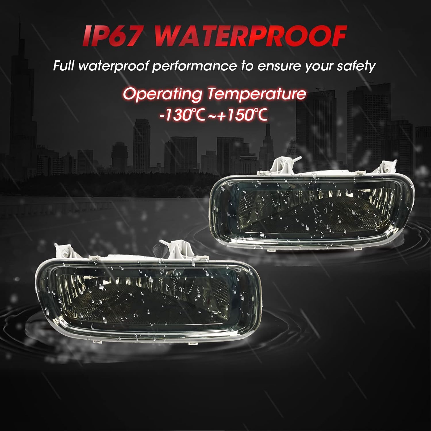 Driving Fog Lights Lamps Assembly OE Style Replacement for 2004-2006 Ford F150 with H10 12V 42W Halogen Bulbs(Smoke Lens)