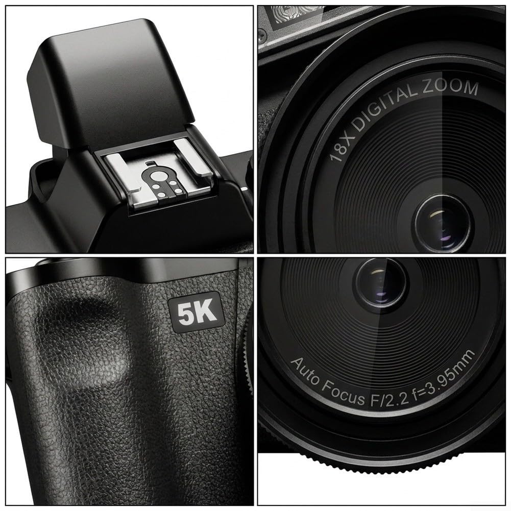 Cámara digital 5K HD 80MP WiFi 18x para zoom Flip Screen 5K HD