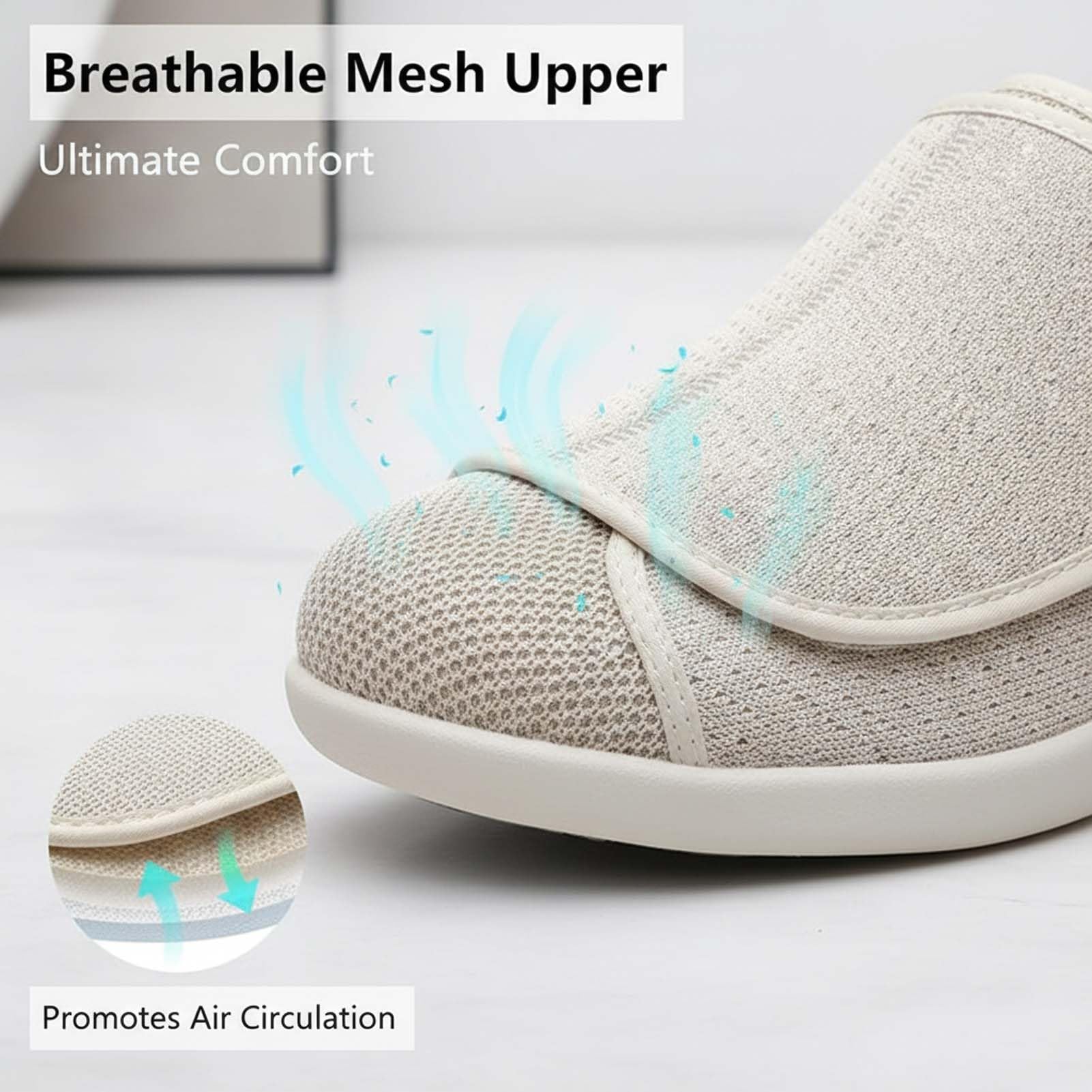Scarpe Diabetiche, Calzature Casual a Larga vestibilità, Pantofole Ortopediche Confortevoli, Sneakers Leggeri e Regolabili per Passeggiata, per Edema, Piedi Gonfi