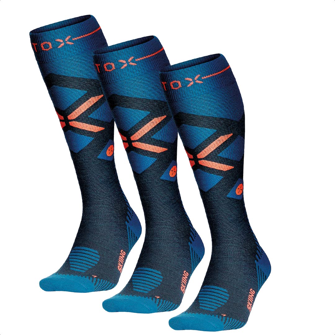 STOX Energy Socks Skisocken Herren, Merino Kompressionsstrümpfe | Ski und Snowboard Thermosocken, Klasse 2 Compression Socks Men, Thermo Socken, Kompressionssocken, Anti-Blasen, Nahtlos
