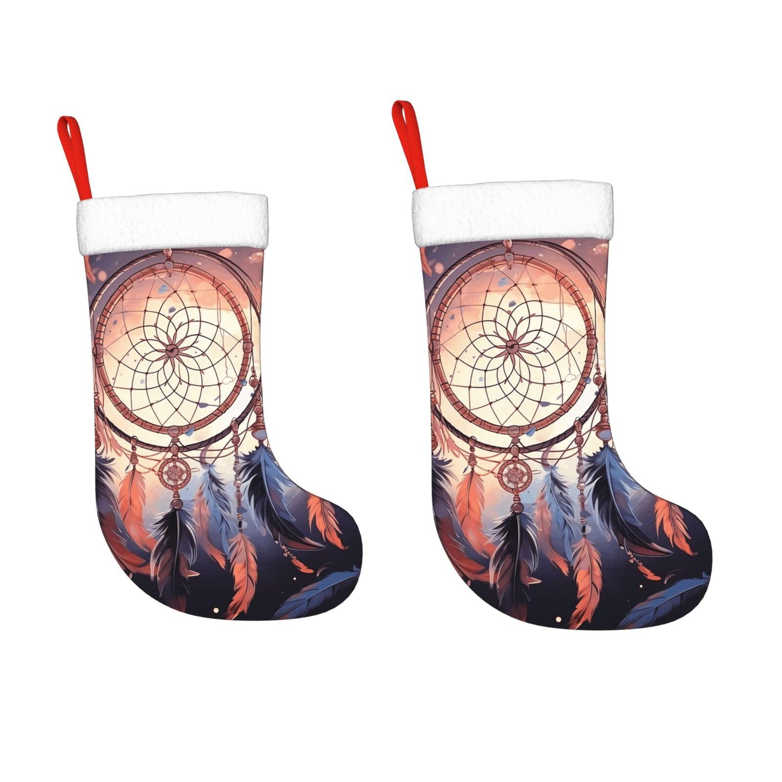 KLOPH 2 Pack 18 Inches Christmas Stockings Personalized Native American Dream Catcher Xmas Stocking Hanging Decoration Fireplace Stocking for Holiday Xmas Tree Christmas Fireplace Decor Gifts