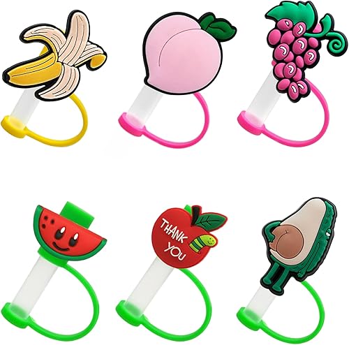 Mikinya 6 fundas para pajitas de fruta, bonitas fundas de silicona para pajitas, reutilizables, a prueba de polvo, para vasos, puntas de popote a disponible en Yaxa Colombia
