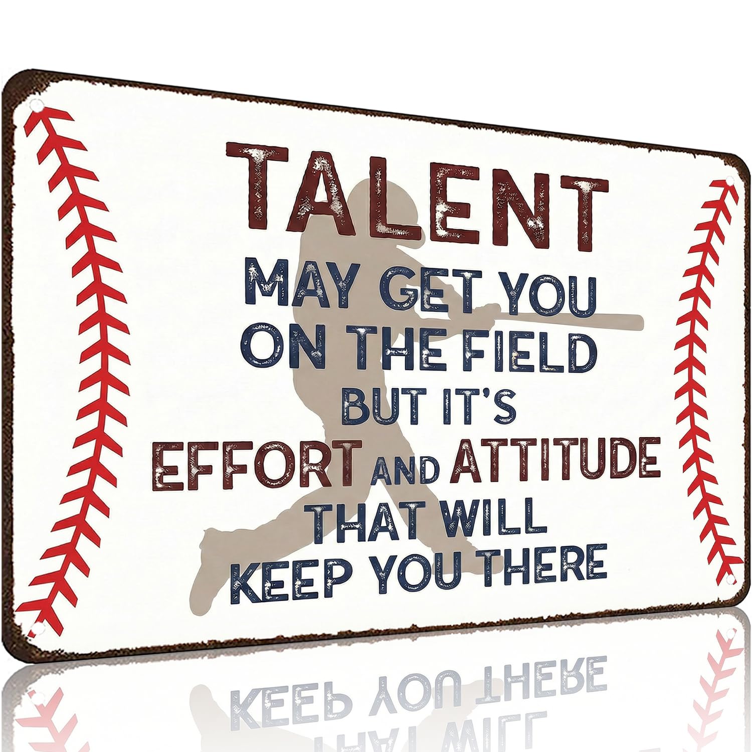 Funnysign Baseball Gifts for Boys Men Talent May Get You on The Field Vintage Tin Sign for Boys Room Man Cave Gardge Bedroom Decor 8x12 Inch (26016)