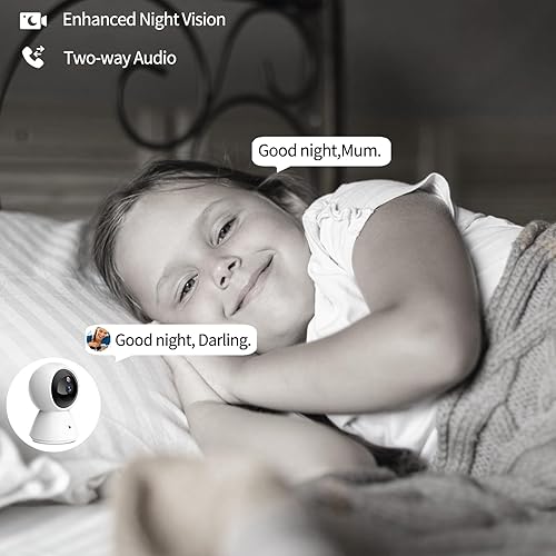 Miniatura 5 de BJR Cámara de seguridad para interiores 2K HD, cámara para mascotas panorámicainclinación de 360 con WiFi de doble banda (5G y 2.4G), seguimiento de