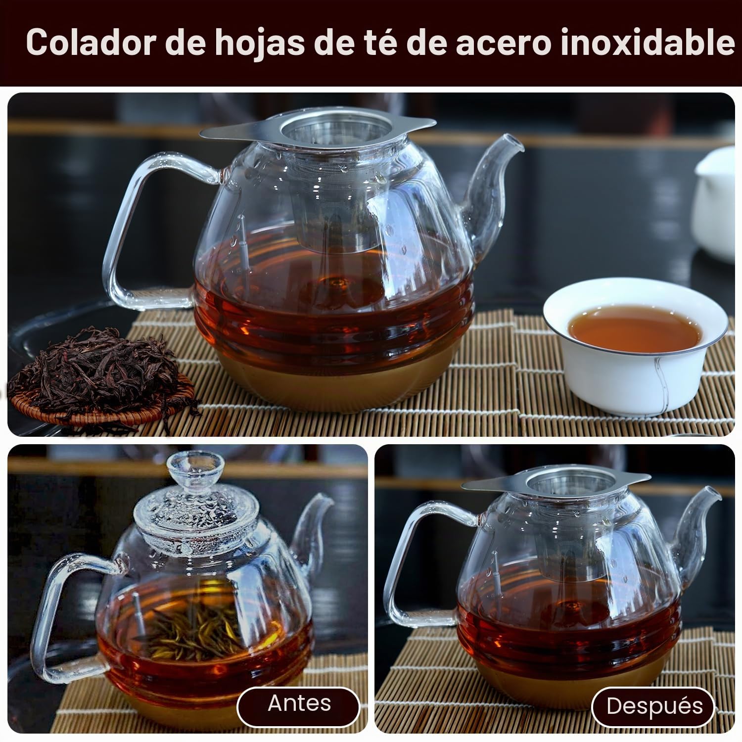 2 Piezas Colador de Té de Acero Inoxidable 304, Coladores de té para té suelto, Colador Te con Tapa, Reutilizable de Malla Extra Fina Filtro de Té para Tazas, Tetera, Café Ollas, Cuencos de Té