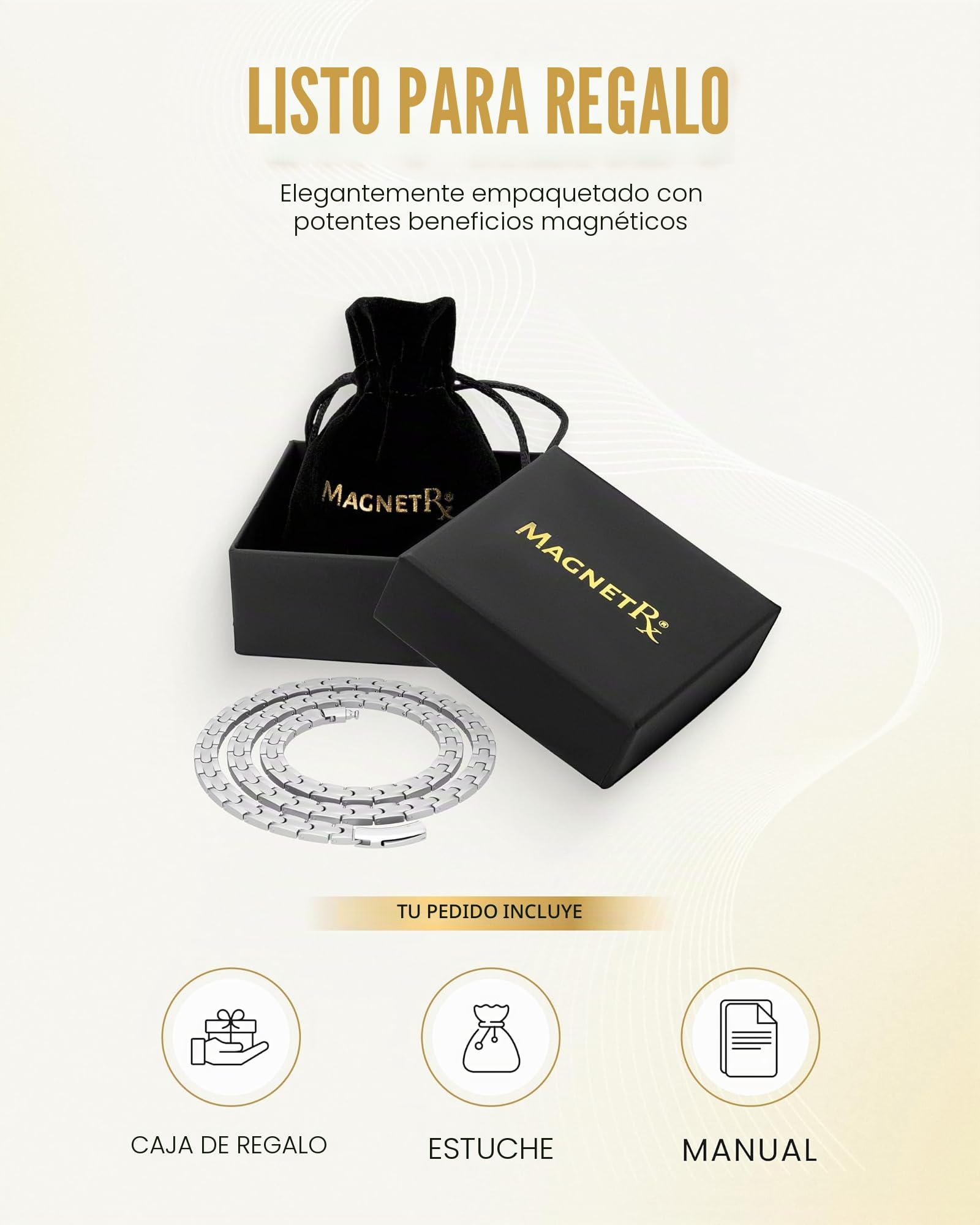 MagnetRX® Collar Magnético Terapéutico de Titanio - Collar Mujer y Hombre con Imanes Magnetoterapia para Alivio Natural de la Artritis, Dolor de Cabeza, Espalda, Hombro, Migrañas