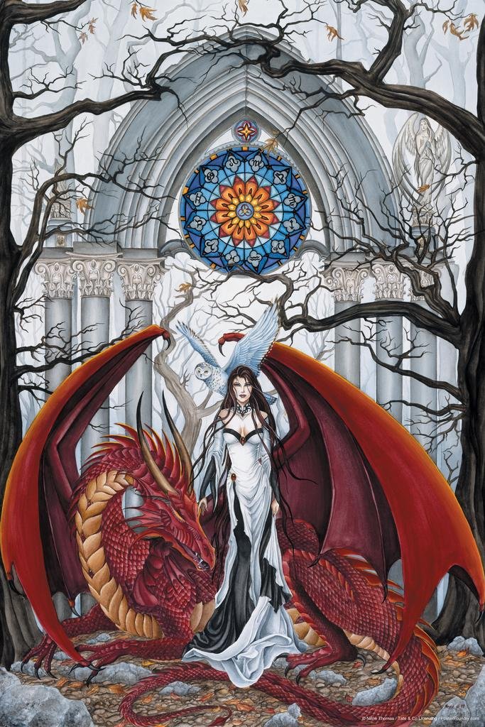 Amazon.com: Laminated Wisdom Warrior Queen In Temple Red Dragon