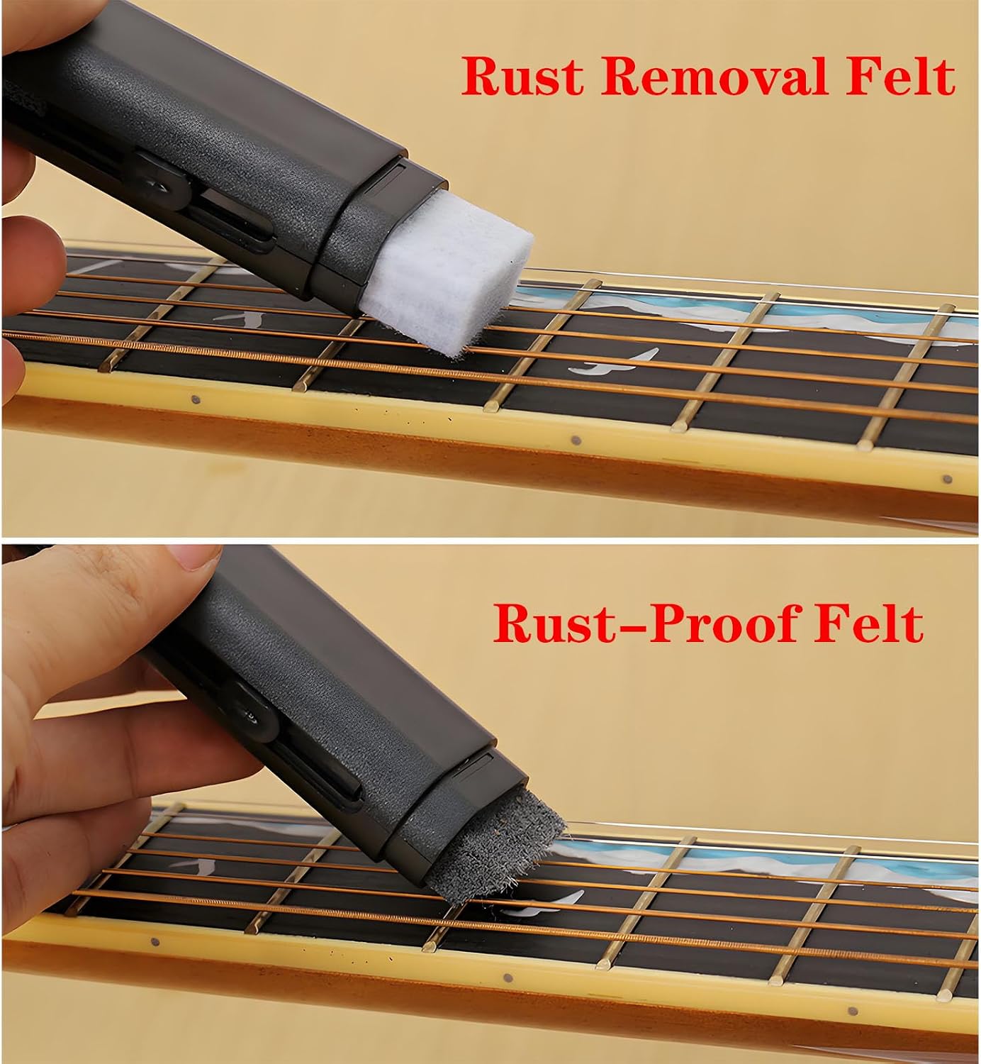 1PCS Guitar Strings Cleaner Eraser Dual Head String Derusting Brush Guitar String Cleaning Tools for Cleaning and Maintaining Electric Guitar Bass Ukulele and Violin with 1 Pcs Guitar Cloth