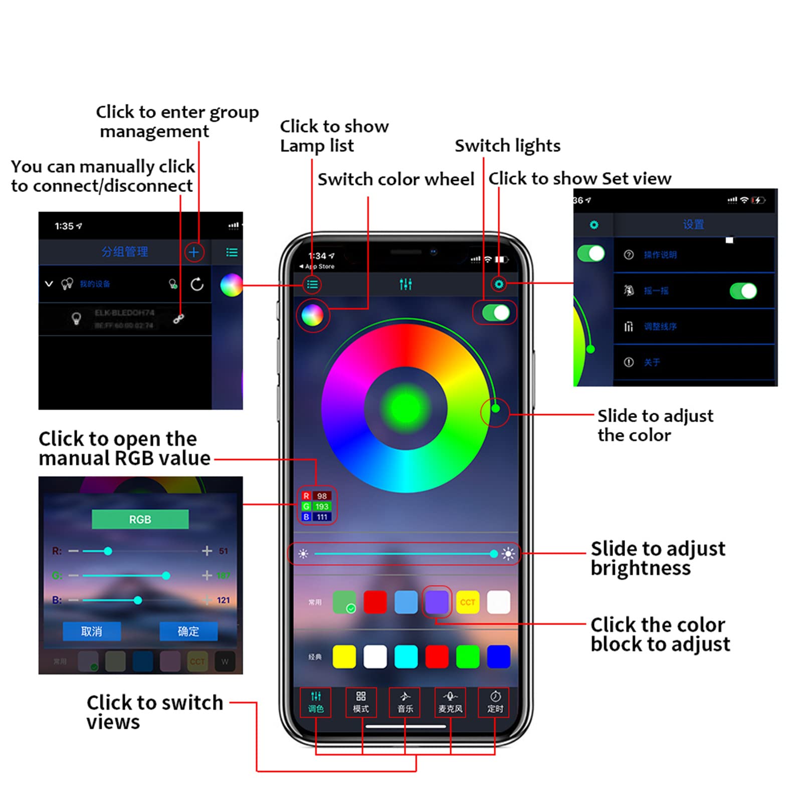 Luces Ambientales LED RGB, Tiras De Fibra Óptica De Luz De Ambiente Interior De Automóvil Aplicación DIY para Accesorios De Automóvil Tablero De Instrumentos Decorativo, Función Activa,14 in 1