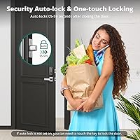 Vista 5 de DS10 Keyless Entry Door Lock with Handle Set - Fingerprint Door Locks, Electronic Keypad Deadbolt, Smart Locks for Front Door, Auto-Lock & One Touch