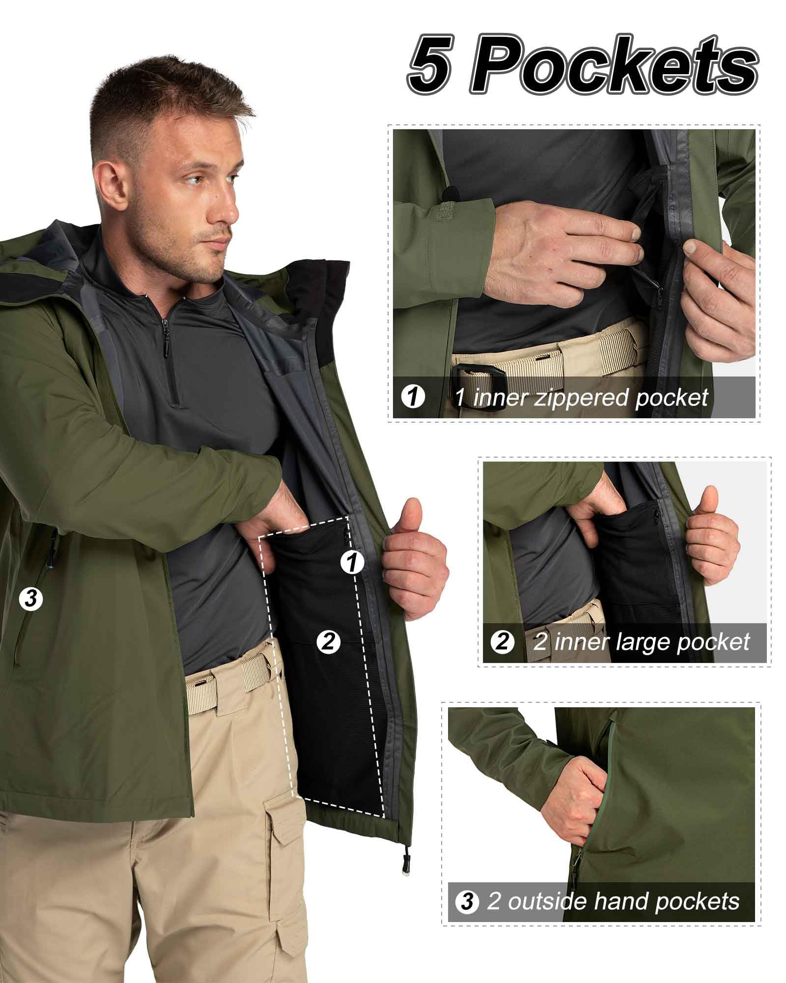 33,000ft Chubasquero ligero para hombre, chaqueta softshell impermeable, cortavientos, chaqueta para exteriores, transpirable, chaqueta funcional para trekking, senderismo, camping