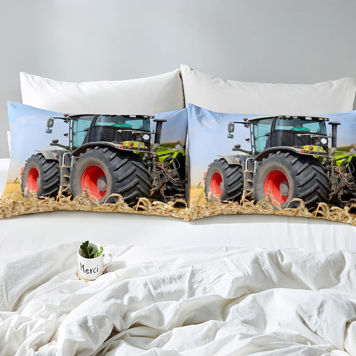 Homemissing Cartoon Auto Gewatteerde Coverlet Set Graafmachine Tractor Gewatteerde Sprei voor Kinderen Jongens Bouw Auto's Beddengoed Geel Kranen Voertuigen 3 Stks King Size