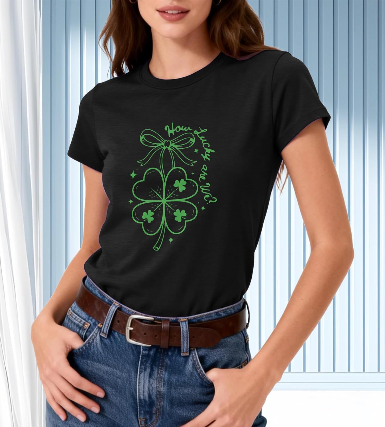 St Patricks Day Shirt Women-Shamrock Bow Tshirt Lucky You Short Sleeve Cute Clover Irish Tops - Image 4