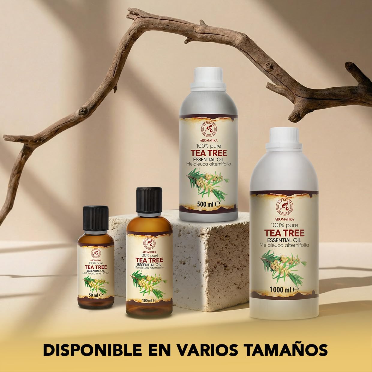 Aceite Esencial de Árbol de Té 500 ml - Melaleuca Alternifolia - Natural y Puro - Aceites Esenciales para Difusores - Fragancias para el Hogar - Jabones y Velas - Sauna - Aroma fresco - Aromaterapia