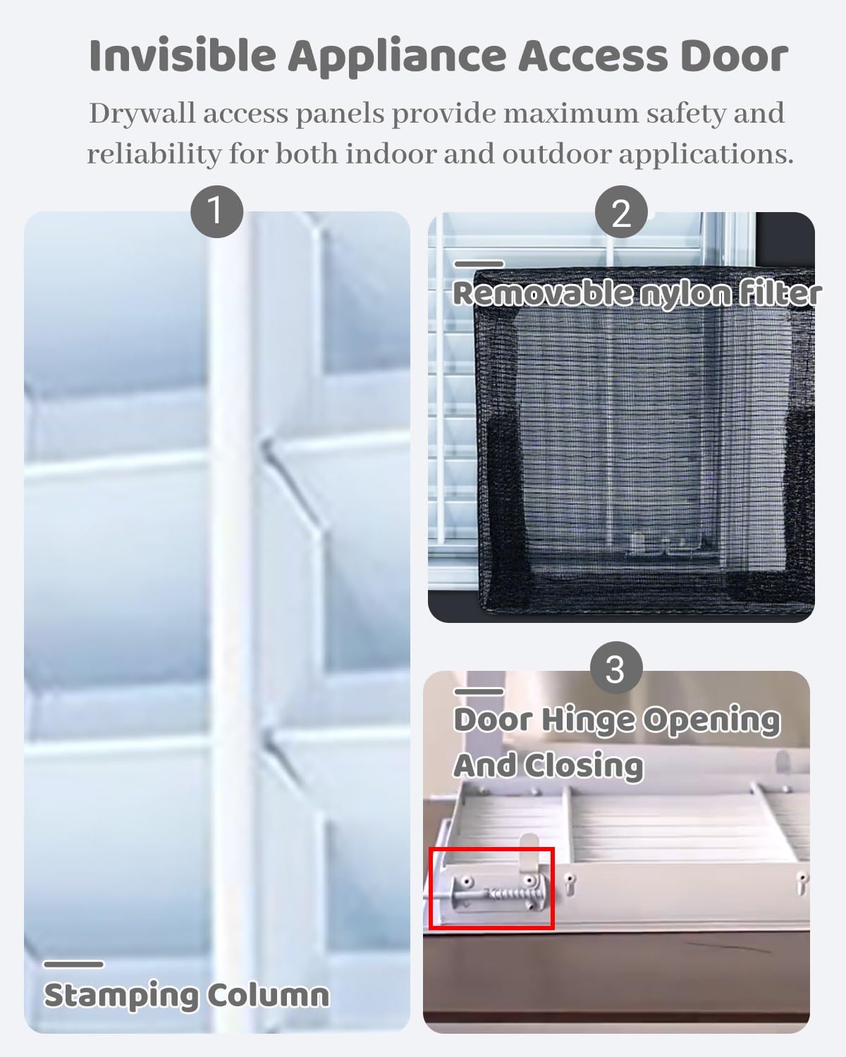 Pannello di Accesso ventilato 10x10 12x12 16x16 - Coperchio di ispezione a Filo per impianti Idraulici in soffitte e soffitti con filtri a griglia, Ideale per Manutenzione e Ventilazione (68
