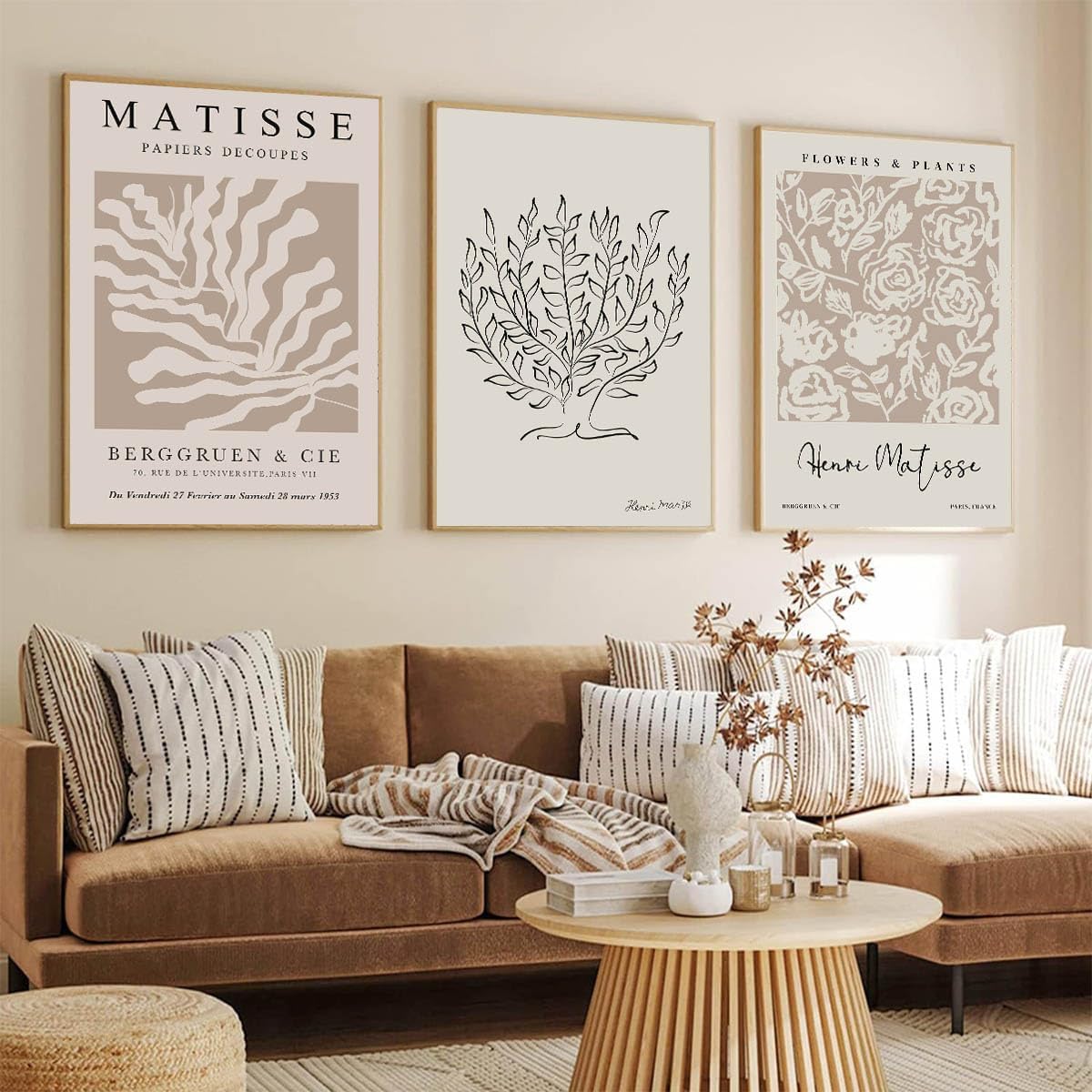 Beige Matisse Wall Art Matisse Abstract Aesthetic Matisse Poster Henri Matisse Wall Art Prints Boho Matisse Posters Neutral Matisse Prints Minimalist Matisse Wall Art Room Decor 16x24inx3pcs No Frame