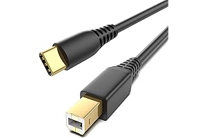 Gold-Plated USB-B to USB-C Printer Cable for Yamaha Keyboard, Piano, Synthesizer MIDI