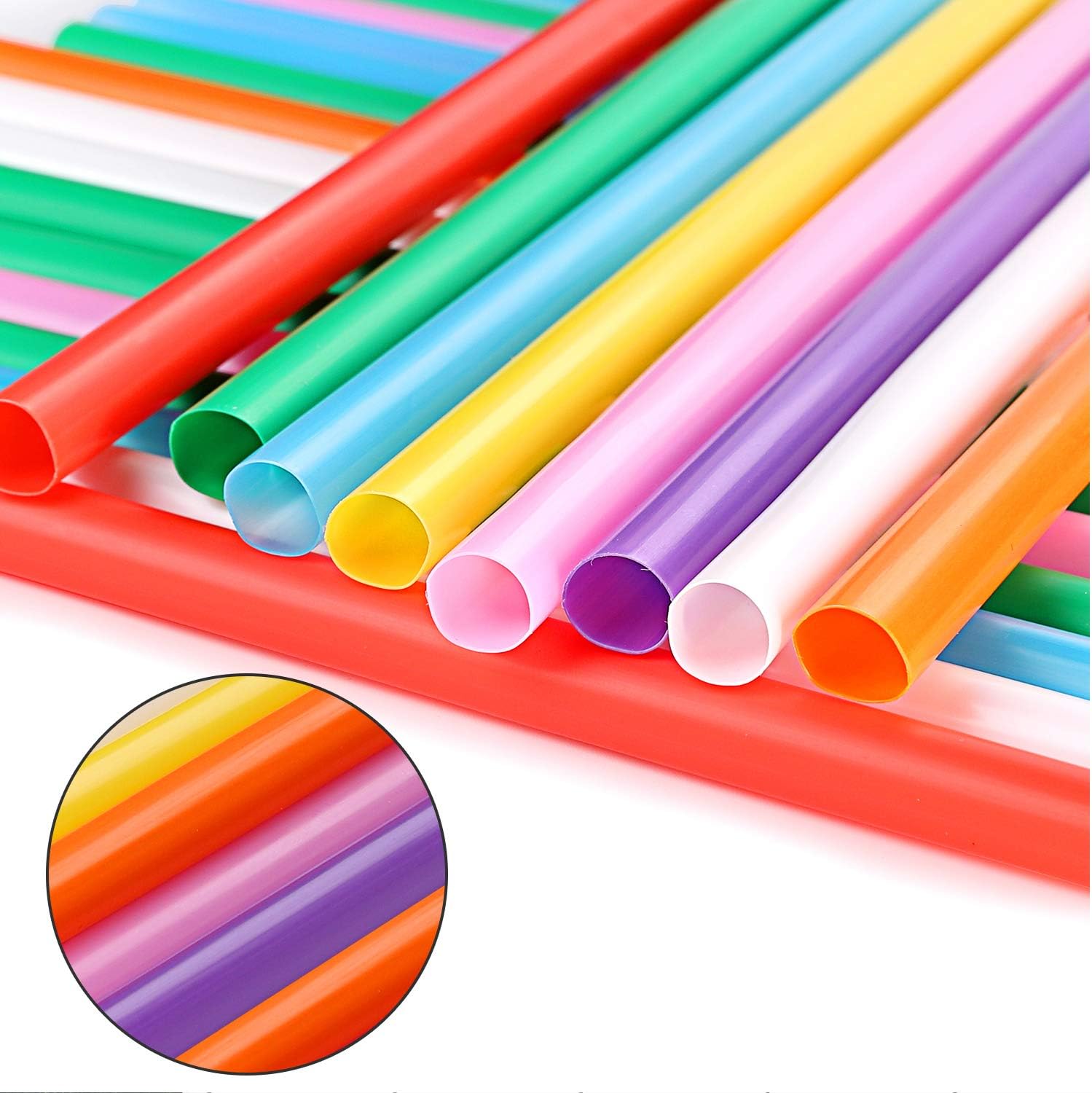 100Pcs Extra Large Wide Straws, Disposable Polypropylene Plastic Smoothie Straws Wide Milkshake Straws Assorted Bright Colors - 9'' Long, 0.44" Diameter